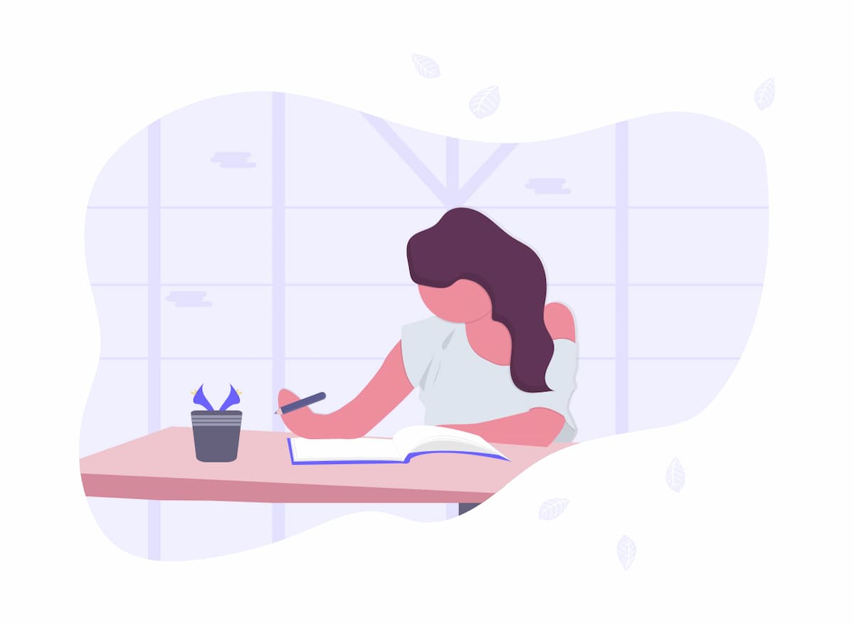 勉強している女性のイラスト